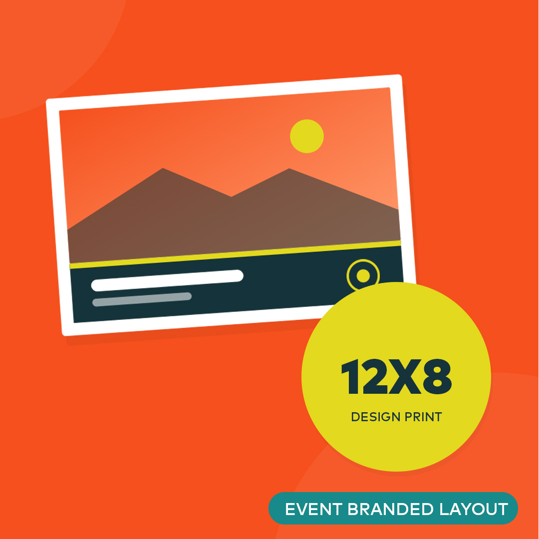 12x8 design print with branded layout