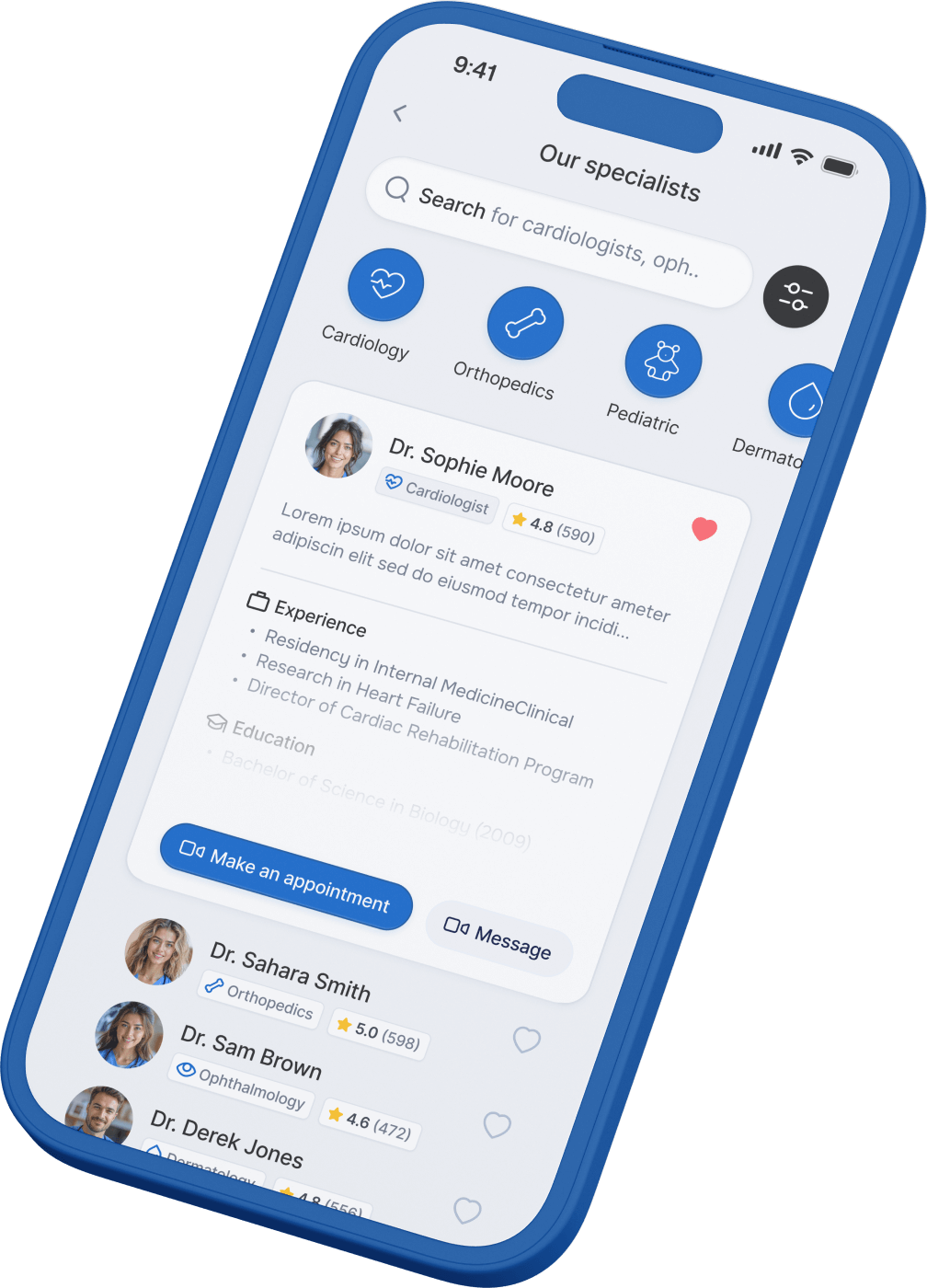 Illustration of booking an online GP appointment on a phone