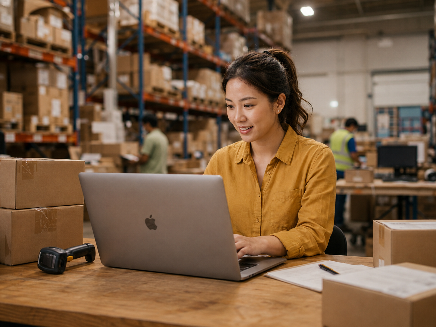 Business owner working in her warehouse