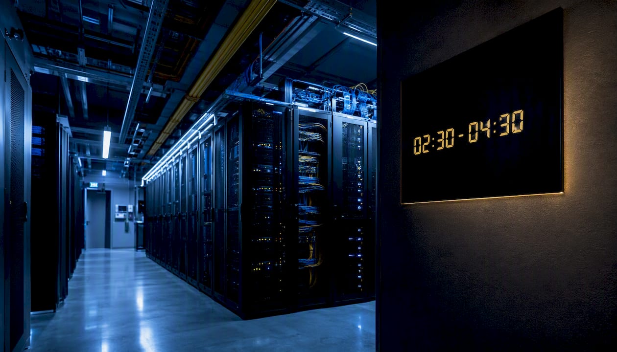 Clock indicating scheduled maintenance time