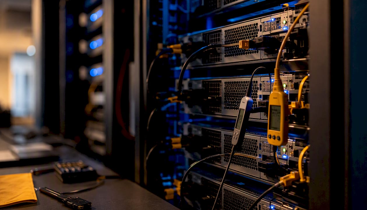 Hardware benchmarking sensor on server rack