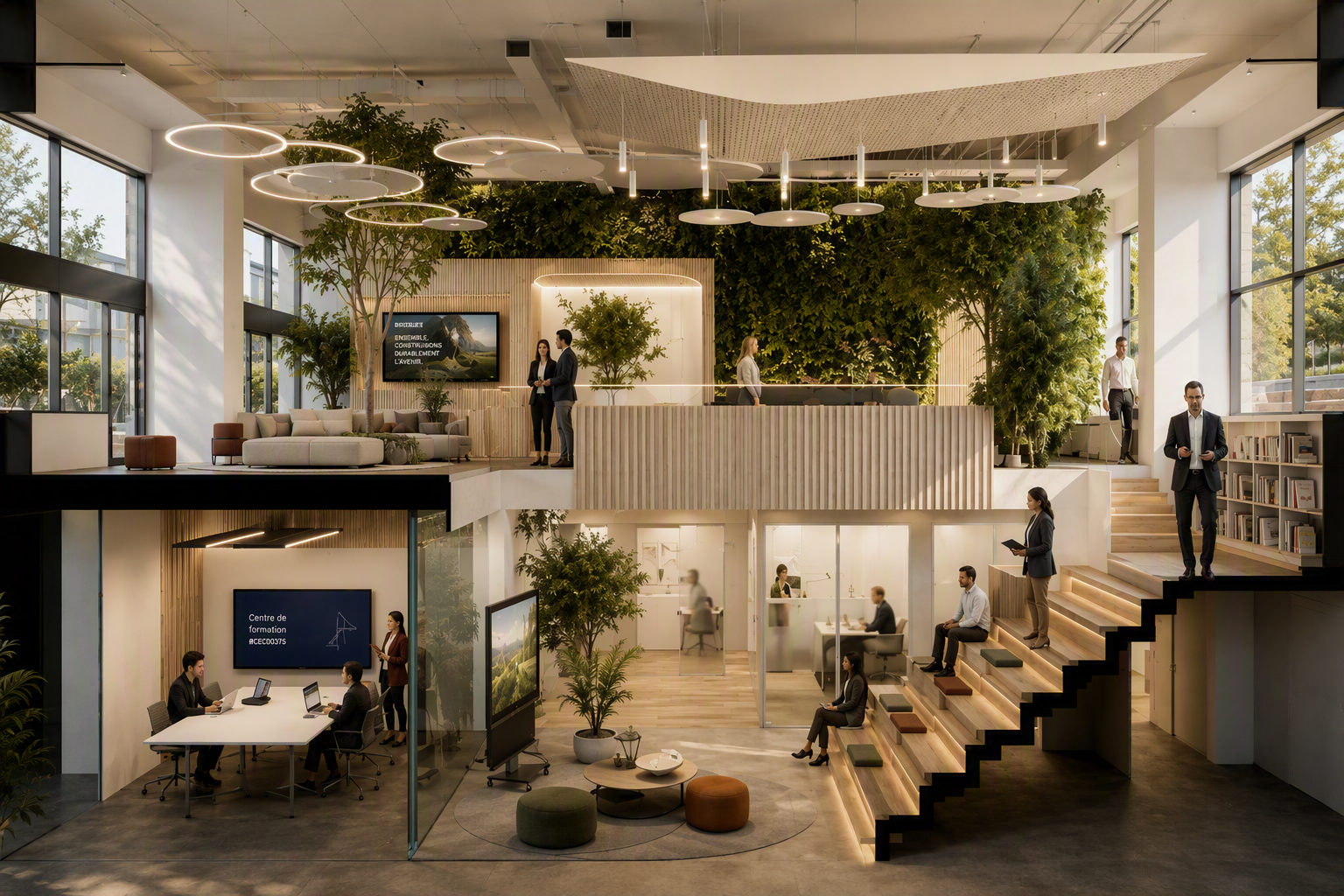 Réaménagement du siège de l'APEC, Paris 14e — espaces de travail collaboratifs par A2M Architecte
