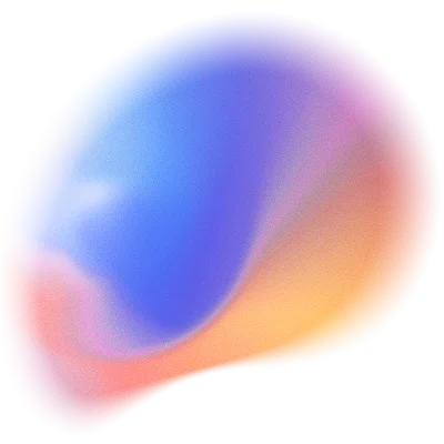 Abstract organic shape with smooth gradient blending blue, purple, pink, red, and orange colors.
