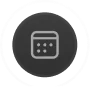 Dark grey circular button with a white calendar icon featuring dots and lines inside it.