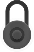 Gray padlock icon with a circular keyhole in the center.
