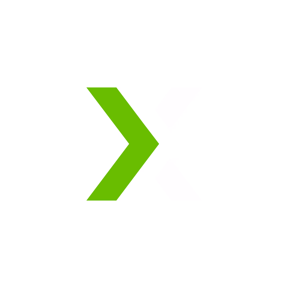 Green and white stylized X letter logo on white background.