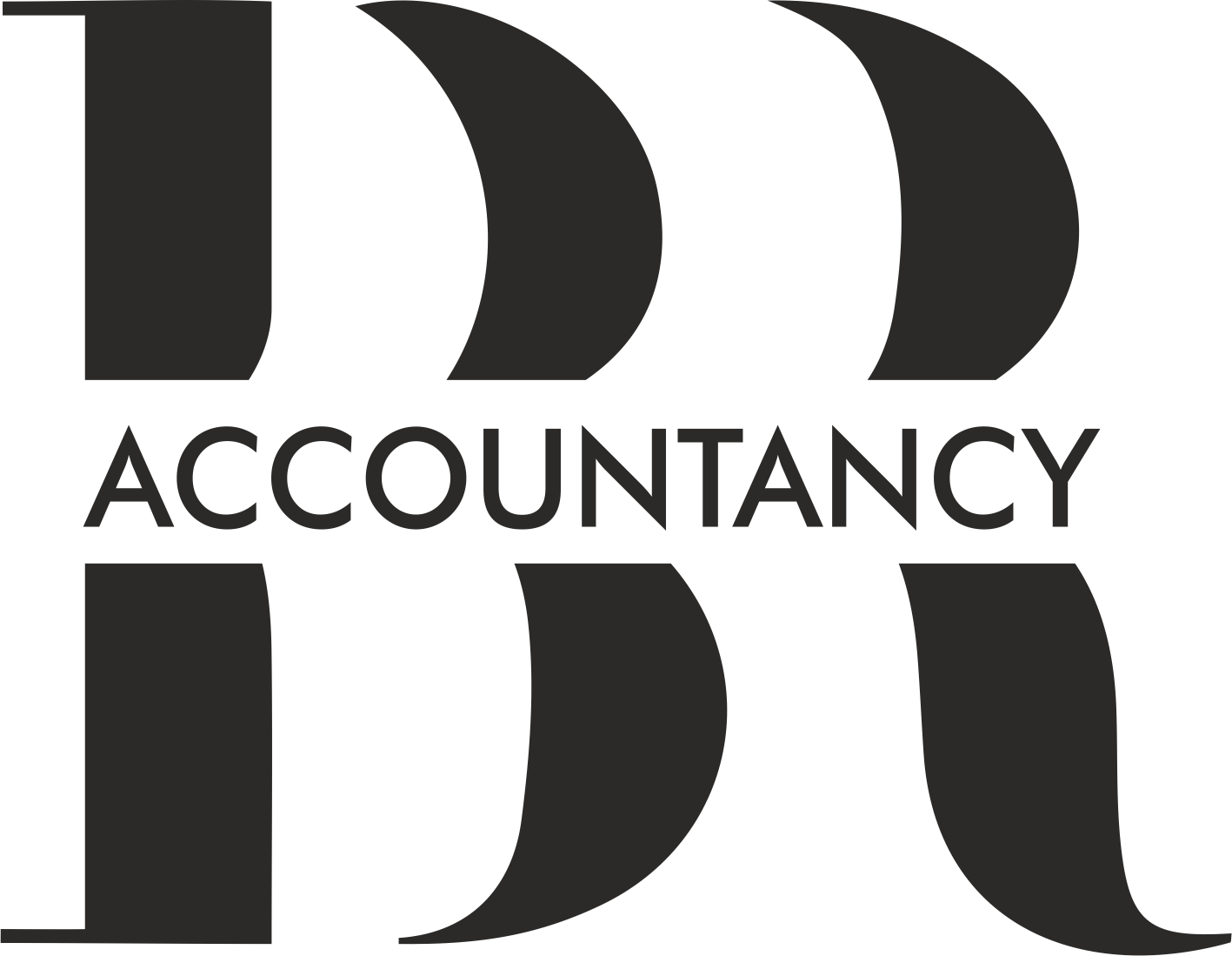 Black stylized letters B and R with the word Accountancy between them on a white background.