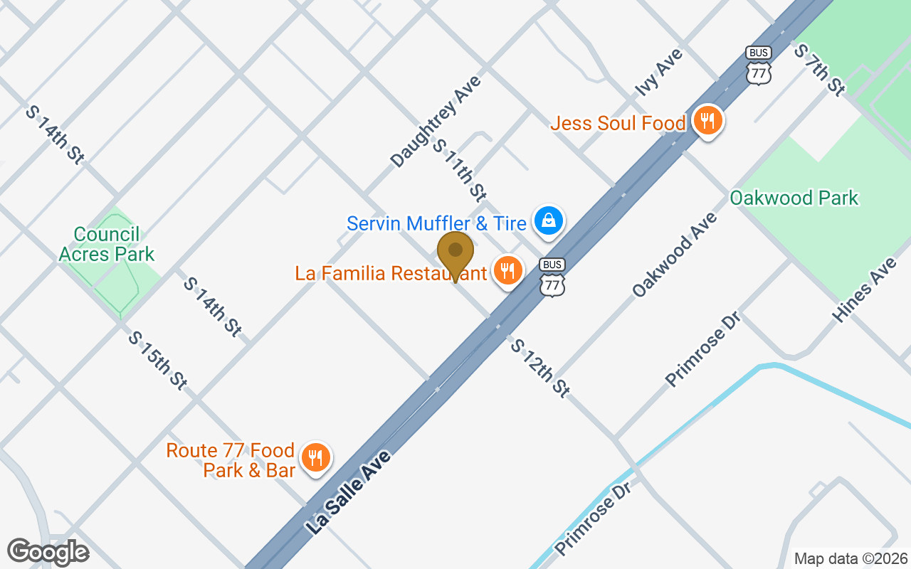 Map showing Judges Row at 2100 S. 12th Street in Waco, less than half a mile from the Baylor University campus