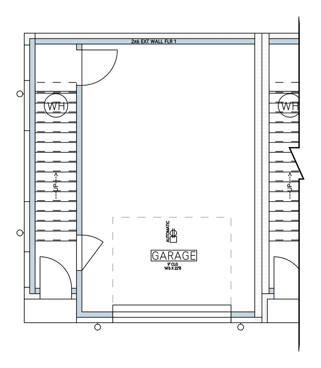 First floor plan showing the private enclosed garage and storage