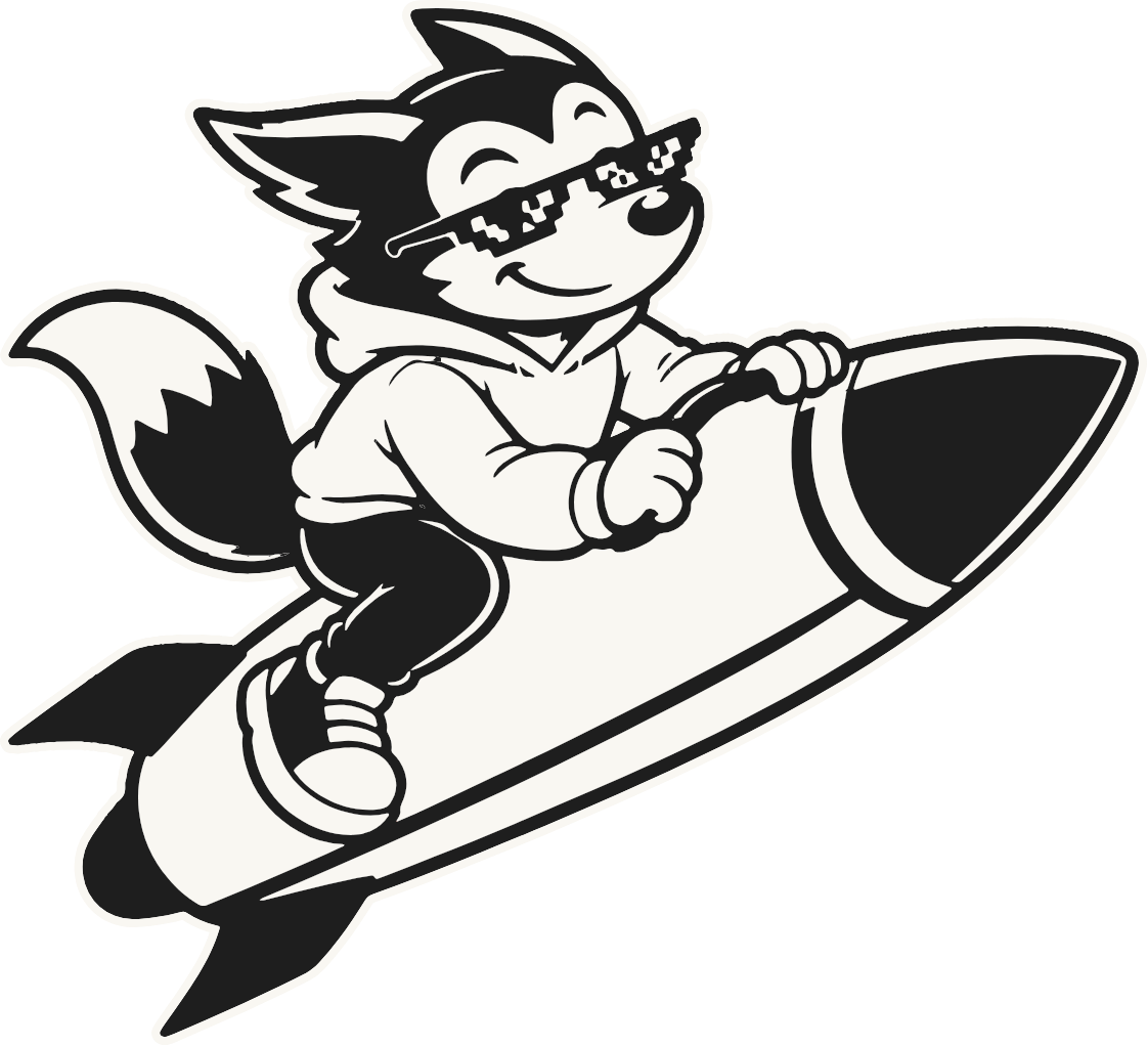 Mascotte MuratDesigns sur une fusée