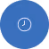 White clock icon with a circular arrow, indicating time or refresh, on a blue circular background.