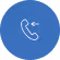White telephone handset icon on a blue circular background.