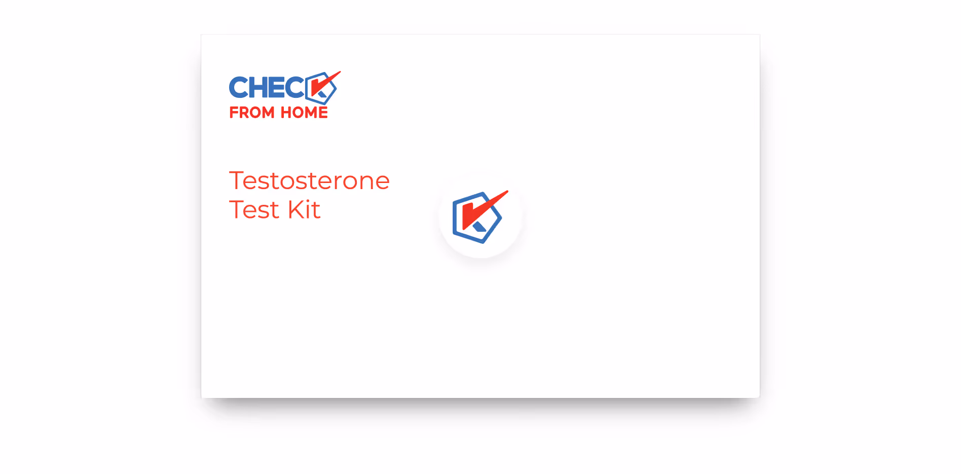 Check from Home logo with text Testosterone Test Kit and a checkmark icon.