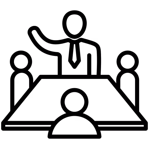 Black outlined icon of a bank or institutional building with columns and a triangular pediment.