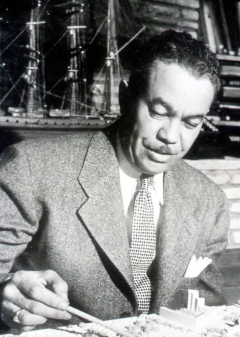 Williams sketching in his studio