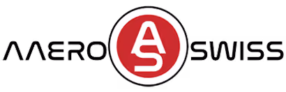 AEROASWISS logo with red circle and stylized white letters AS in the center.