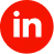 LinkedIn logo with white 'in' letters inside a red hexagon.
