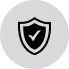 Shield icon with a checkmark inside, symbolizing protection or security.