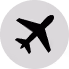 Black airplane icon inside a light gray circle.