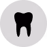 Black tooth icon inside a gray circle on a white background.