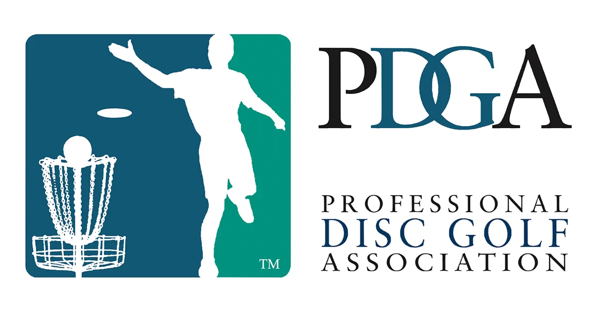 The Professional Disc Golf Association logo: a silhouetted player throwing towards a basket beside the letters PDGA.