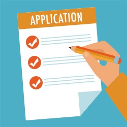 Illustration of a hand ticking boxes on a grant application form.