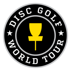 The Disc Golf World Tour logo: a yellow basket inside a black circular badge.