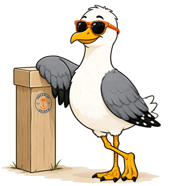Scout leaning on a DreamUp post