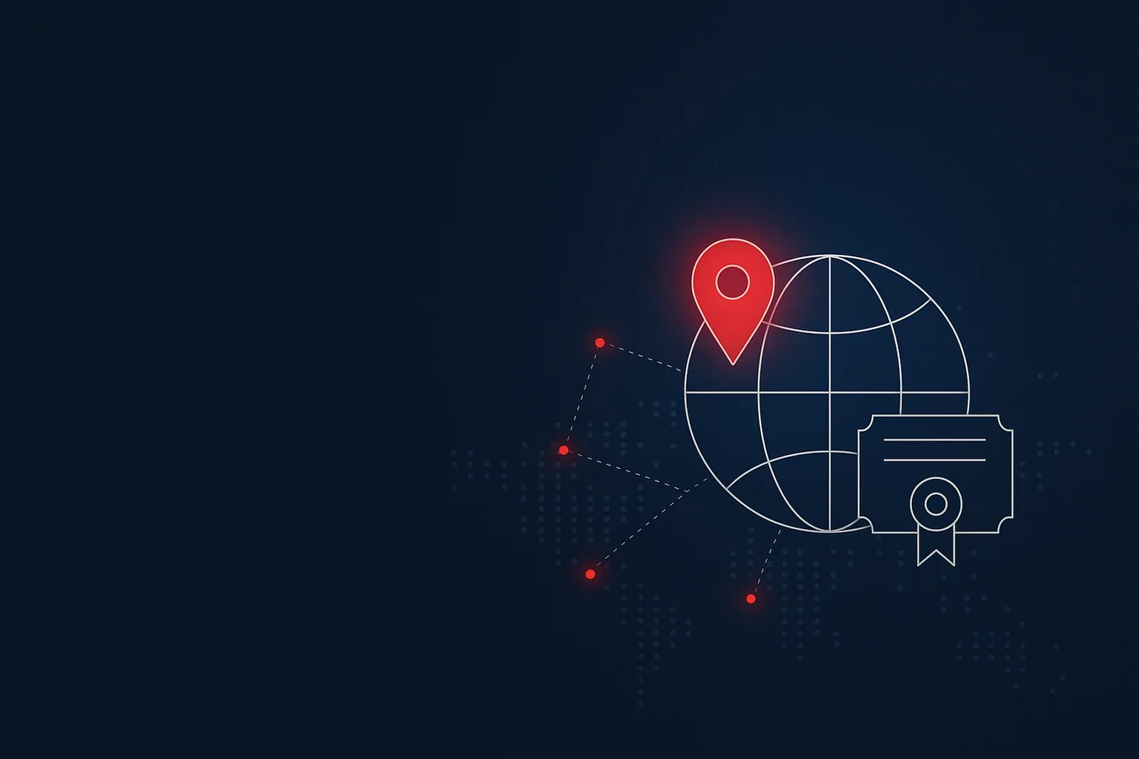 Abstract globe with a location pin and certificate, representing the Anjouan gaming license