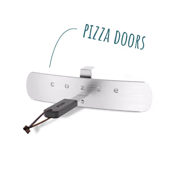 A picture of a pizza door with the word pizza doors on it.