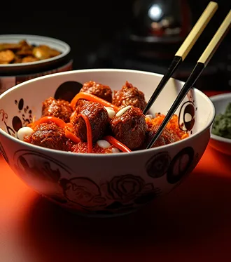 Spicy chicken bites in a bowl