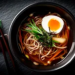 Ramen bowl with egg and vegetables