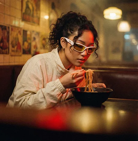 Woman dining at a restaurant