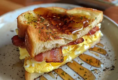 Toasted sandwich with melted cheese