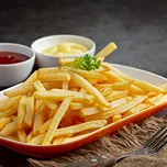 French fries served with dipping sauce