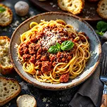 Spaghetti pasta with tomato sauce