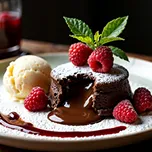 Toasted dessert topped with cream and berries