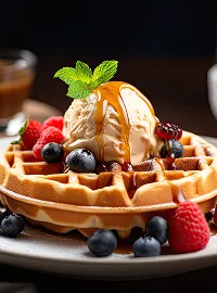 Belgian waffles with berries