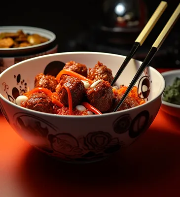 Spicy chicken bites in a bowl