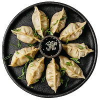 Dumplings arranged on a plate