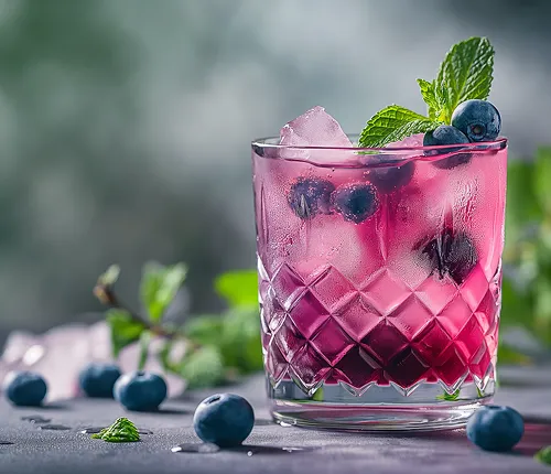 Blueberry berry lemonade with mint