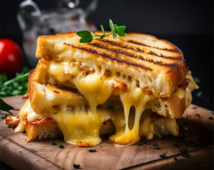 Grilled sandwich with melted cheese