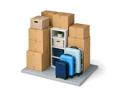 20 sqft storage plan showing suitable space for cartons and suitcases
