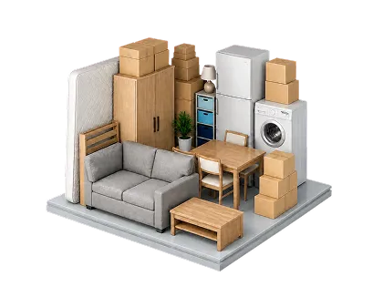 80 sqft storage plan suitable for a 1 bed room apartment with furniture