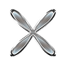 The abstract flower icon in the metal glass style