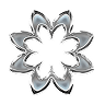 The abstract flower icon in the metal glass style