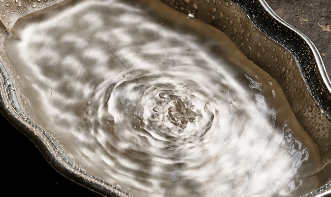 Rippling water in a shell-shaped vessel
