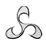 Abstract icon made of three curved shapes
