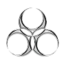 Three overlapping circles line-art icon