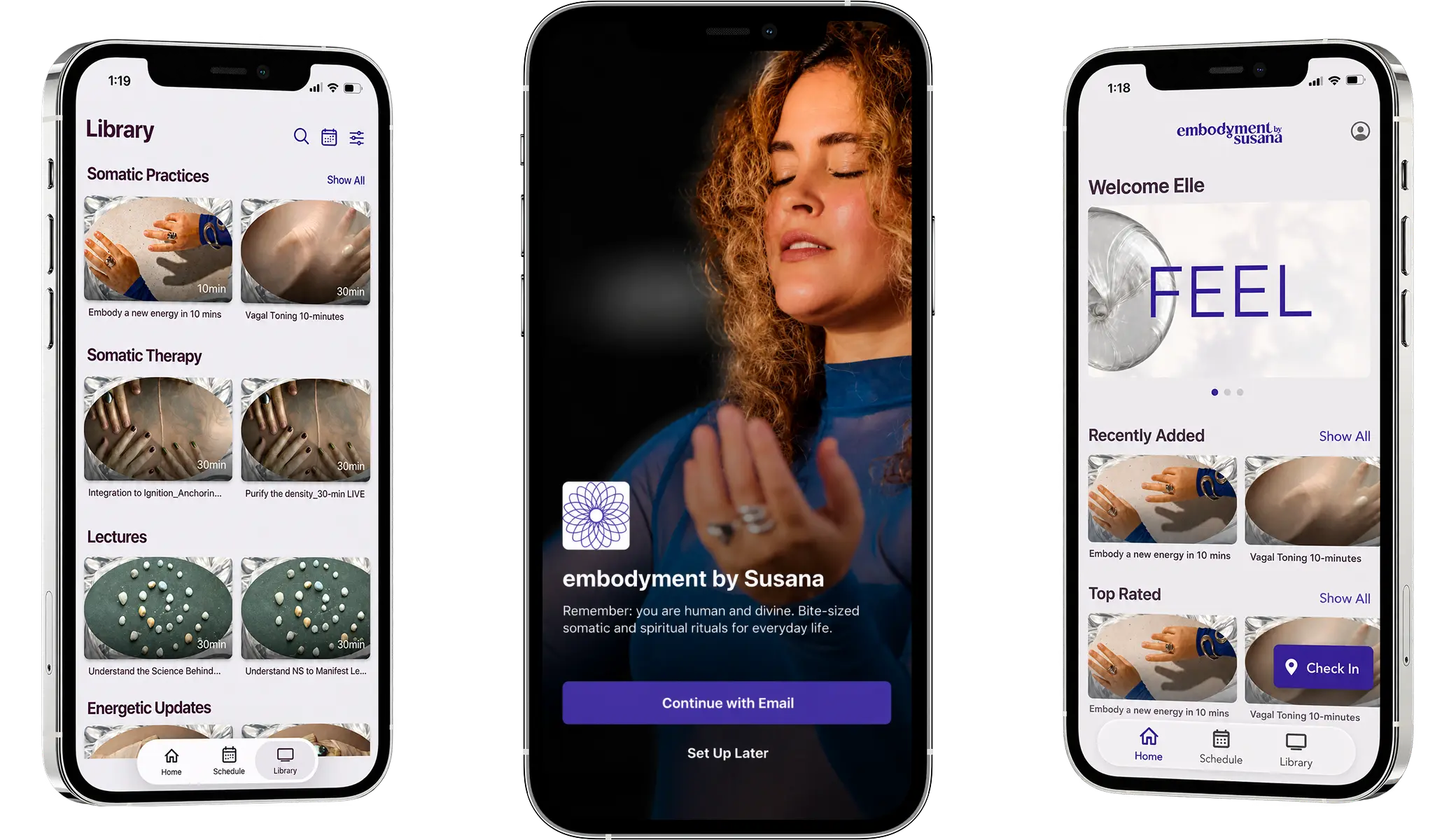The phone mockups with the application screens